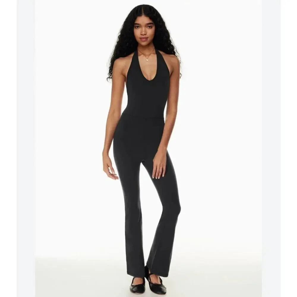 WILFRED FREE x ARITZIA | Look Flare‎ Jumpsuit Black Long Pants Halter | Large